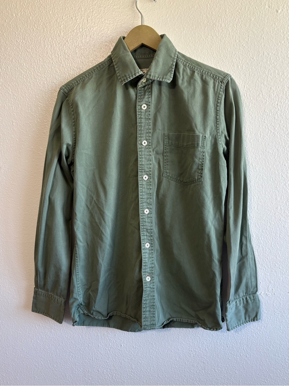 Boden Size Small Sage Green Long Sleeve Button Up Shirt Preppy Cotton Basic